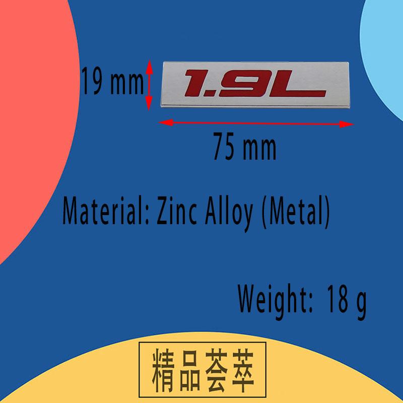 Premium 1.9L 1.9 L for Universal car Engine Hood Fender trunk Tail Rear Bonnet Nameplate Decal Emblem Badge Sticker