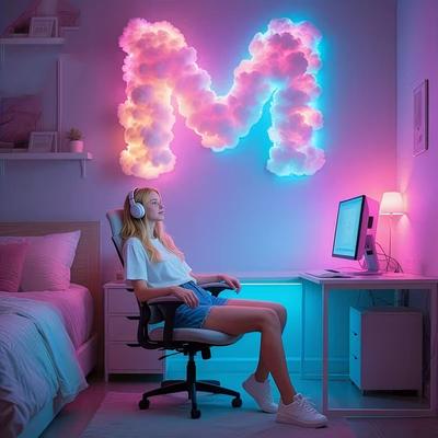3D Облачная лампа с питанием от USB, умная лампа, сделай сам, ночник для спальни в форме буквы, окружающее освещение для игровой комнаты, декоративные огни для вечеринки по случаю дня рождения