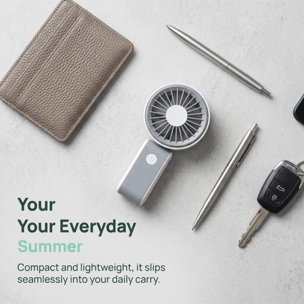 3 Speeds Portable Electric Fan Foldable Neck Hanging Small Fan for 3.7V500MAh Desktop Use