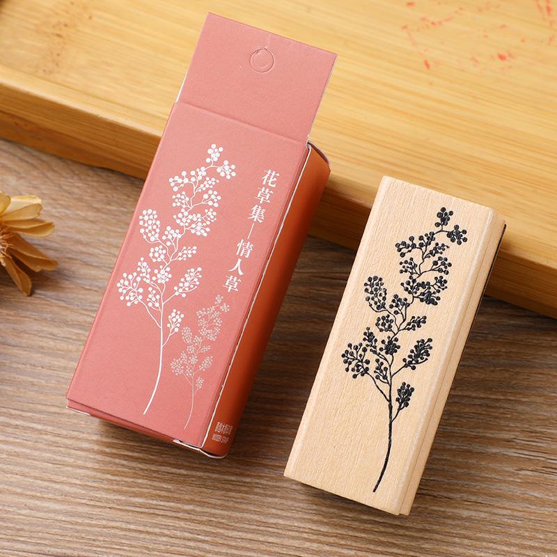 1 шт. Изысканный цветок трава растения деревянный штамп креативная тема природы скрапбук журнал шаблон печать дневник альбом украшение своими руками