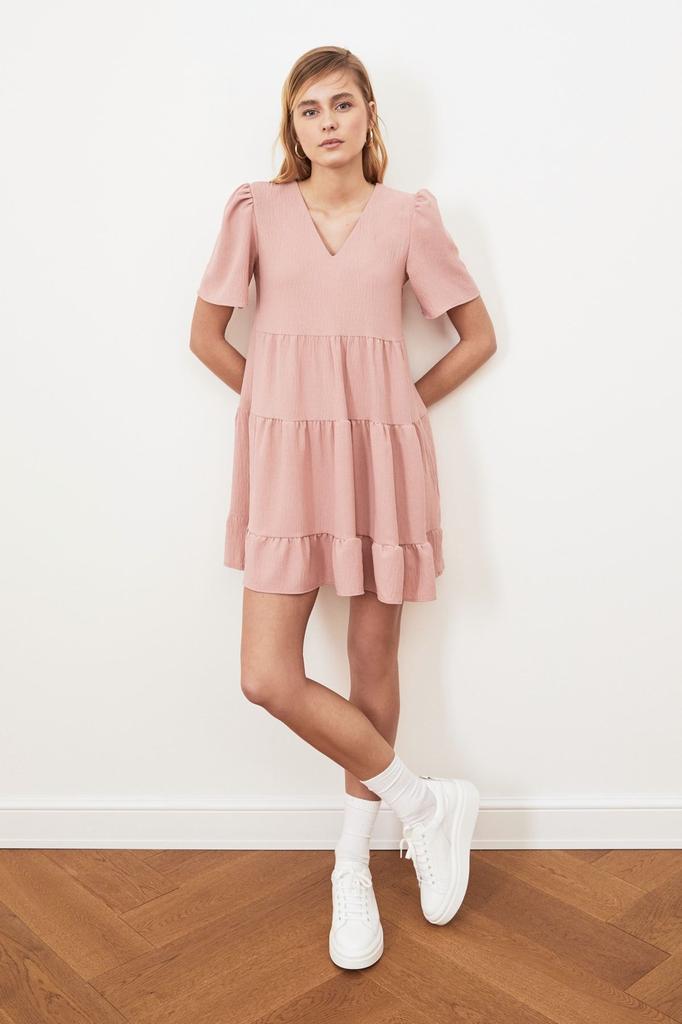 Women's Style Dress Emerald Green Wide Cut Mini Woven Dress