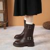 Новые модные однотонные женские сапоги зимние с пряжкой удобные универсальные теплые темпераментные женские сапоги Zapatos De Mujer