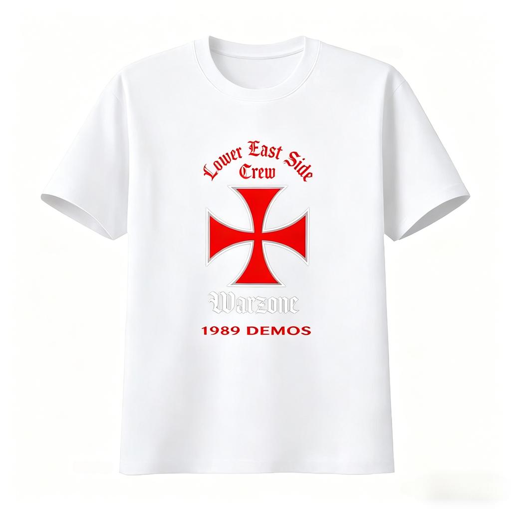 Warzone Demos Lower East Side Crew Cross T Shirt Vintage Casual Soft Fashion Unisexs Clothing Womens Summer New T Shirt