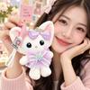 Lace Bowknot Plush Cat Keychain Knitted Outfit Desk Mascot Charm  Wallet Charms