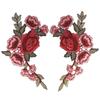 Exquisite Rose Flower Embroidered Patches Red Clothes Patches Clothing Applique  Sewing
