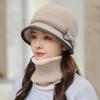 Sets Autumn Winter Women's Rabbit Fur Hats Neck Scarf Sets Solid Color Basin Hat Knitted Woolen Caps Warm Casual Fisherman Hats with Scarf Trendy