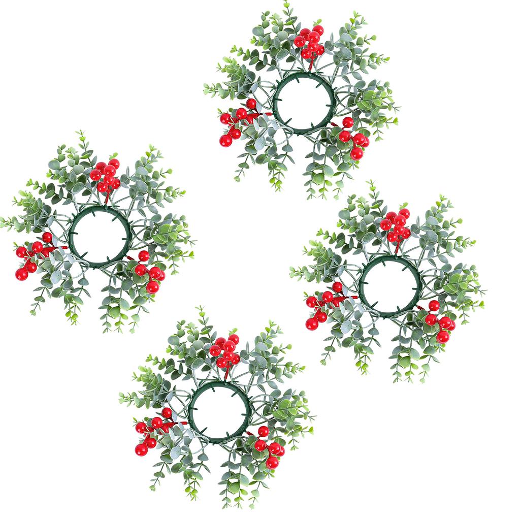 Рождественские искусственные ягоды подсвечник кольца подсвечник венок украшение для праздников вечеринка дома центральные украшения