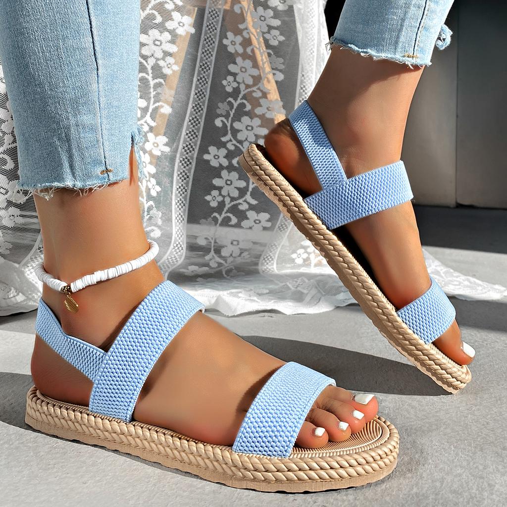 Lightweight Women's Flat Sandals Summer Fashion Elastic Band Roman Sandals Woman Comfortable Non Slip Beach Sandalias Mujer