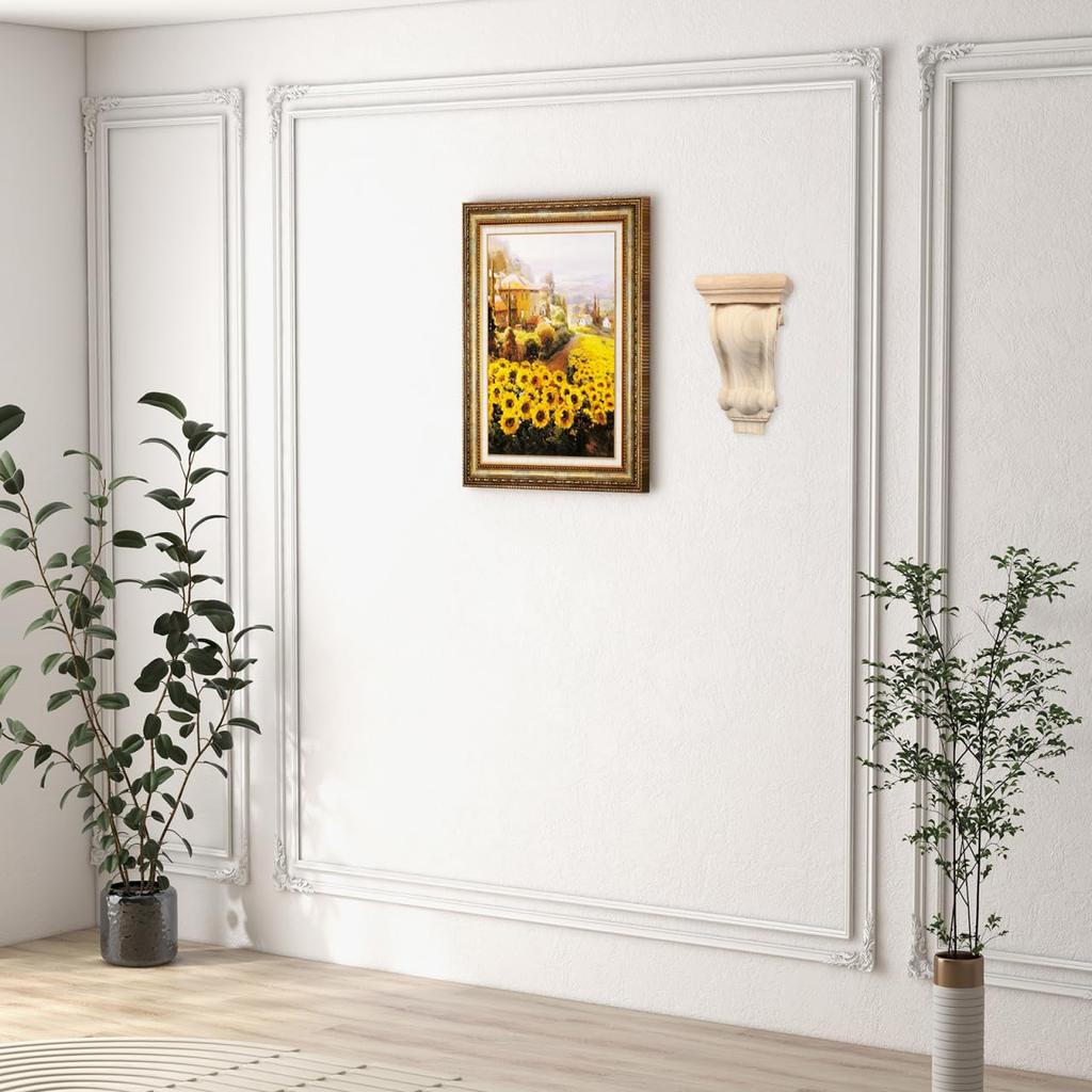 7.08*3.93*2.36inch Wood Corbels Unfinished Vintage Style Non Wood Decorative Shelf for Countertop Fireplace Kitchen Cabinet Bookshelves