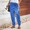 Women Abstract Printing Pants Lace Up Elastic Waist Loose  Trousers Casual Long Pants Trousers with Pockets