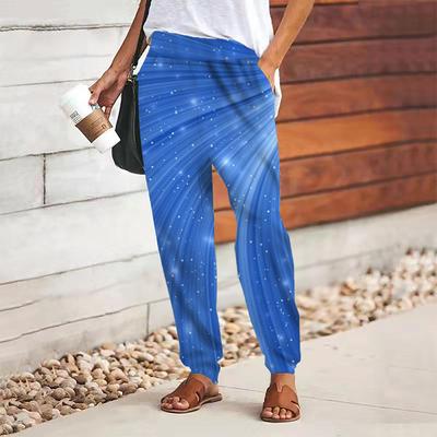 Женские брюки с абстрактным принтом, на шнуровке, с эластичной талией, свободные брюки, повседневные длинные брюки, брюки с карманами