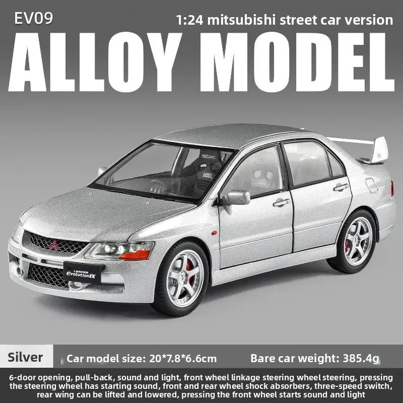 Officially Licensed 1:24 Mitsubishi EVO9 Modified Die-Cast Car Model with Pull-Back Sound and Light Collection Miniature Voiture