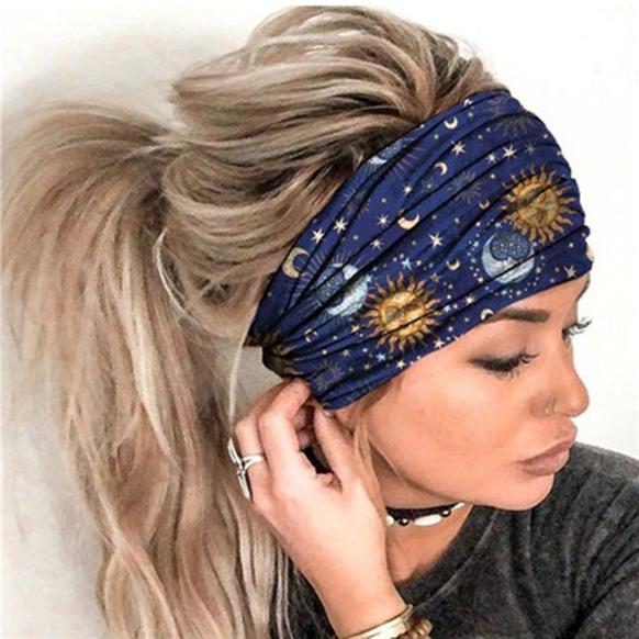 Summer Women Fashion Print Yoga Sports Elastic Headwraps Outdoor Sports and Leisure Headscarves Hair Band