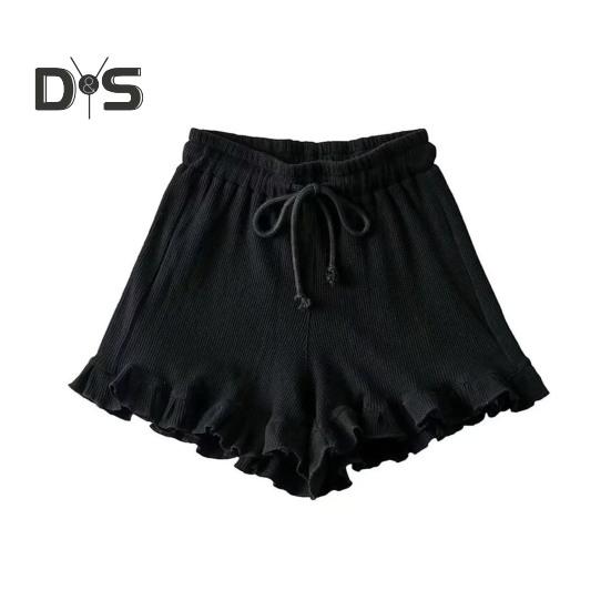 Женские шорты из вафельного трикотажа с эластичной резинкой на талии, шорты с оборками, широкие струящиеся шорты, повседневный летний наряд для отдыха