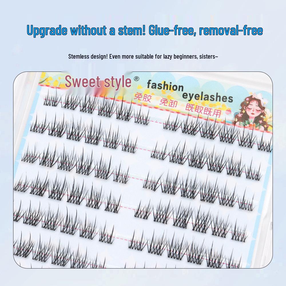 Ten-Row Natural Camellia False Eyelashes: Glue-Free, Stemless, Segmented, Comfortable, Long and Thin.