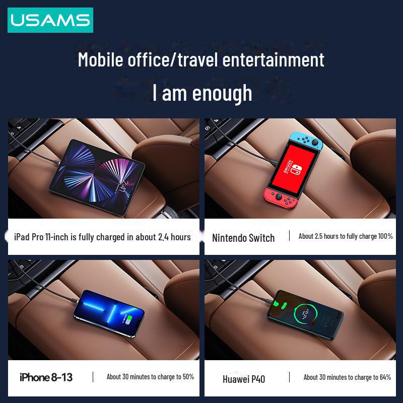 USAMS Высокомощный автомобильный адаптер-зарядное устройство с двумя USB-портами для прикуривателя - Один на два порта