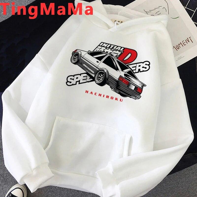 Hot Japanese Anime Initial D Hoodies Unisex Kawaii Cartoon Harajuku Winter Warm Unisex Tops Streetwear Fashion Sweatshirts Male Unisex