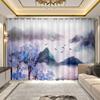 2Panel Peach Blossom Landscape Painting Curtain Chinese Curtain for Girls Bedroom Luxury Living Room Floor-to-ceiling Window