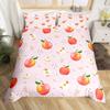 Fruits Pattern Duvet Cover Set Queen Size Pink Apple Bedding Set Summer Fruit Art Comforter Cover Microfiber Kawaii Quilt Cover