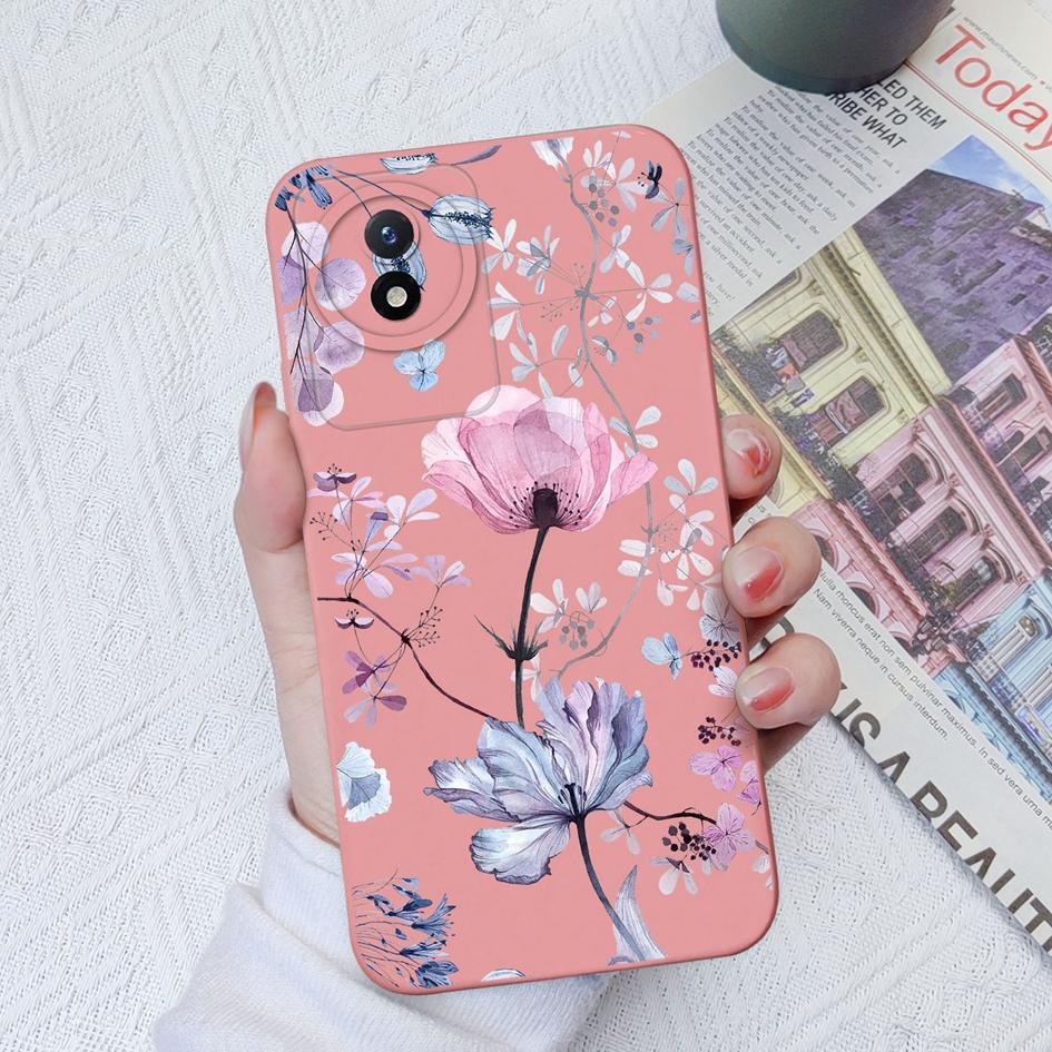 Чехол для Vivo Y02 Y02S Y91C Y11 Y12 Y70 Y72 Y73 Y20 Y51 Y16 Модный защитный цветок авокадо Жидкий силиконовый бампер для чехлов для телефонов Vivo Coque Fundas