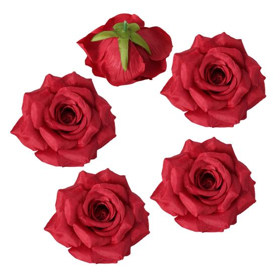 5 Pcs Artificial Rose Flower Heads Realistic Fake Silk Rose Head for Home DIY Flower Wall Wedding Party Birthday Baby Shower Decor