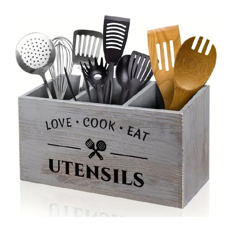 Декоративный деревянный держатель для столовых приборов с прочной основой для аккуратного размещения ваших столовых принадлежностей