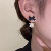 Black Red Snowflake Pendants Earrings for Women Bowknot Top Sweet Korean Fashion Girls Crystal Hanging Earings Winter Decor