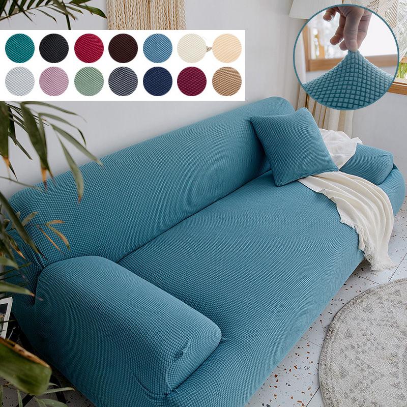 Осенне-зимний чехол для дивана, утолщенный, теплый, однотонный, эластичный, в клетку, для гостиной, угловой чехол для дивана, защитный чехол для мебели