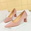 Women's Fashion High Heels Thick Heels, Shallow Mouth Square Head Bright Lacquer Leather Commuter Shoes