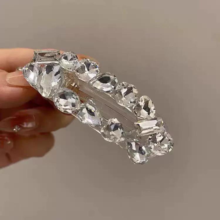 Sweet Cool Rhinestone Hair Clip Women Ice Through Temperament Versatile Side Clip Delicate Hair Accessories