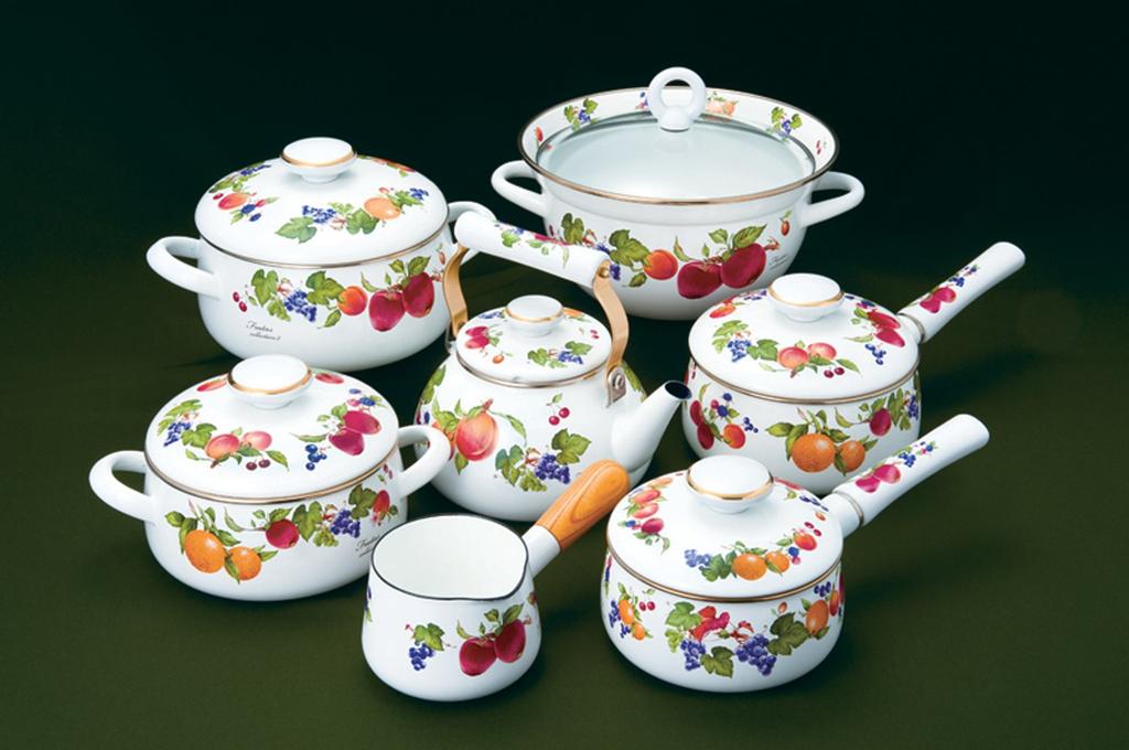 Fuji Enamel One Hand Pot 16cm Fruitus Collection 2 FTC-16S