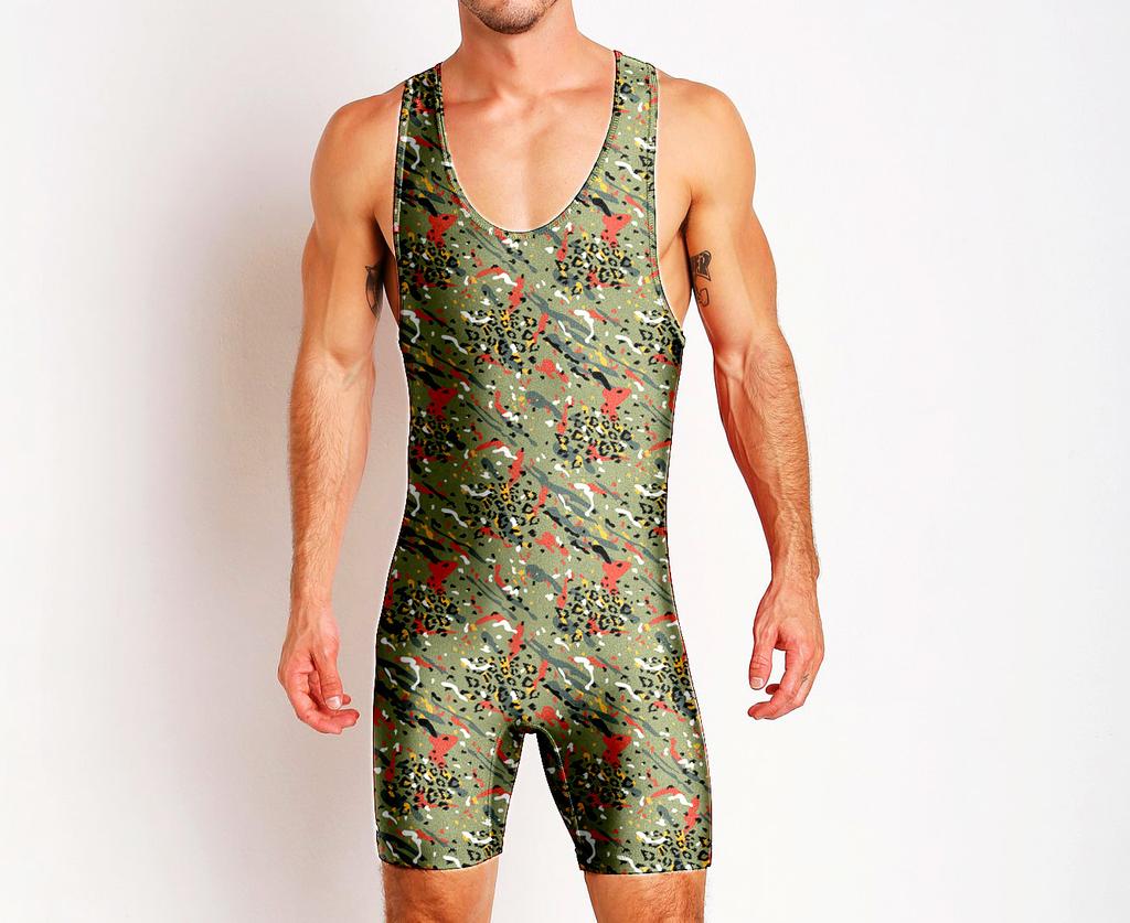 Wrestling suit Wrestling suit One-piece swimsuit Men's gym suit Sportswear Sweat-absorbing light weight training suit