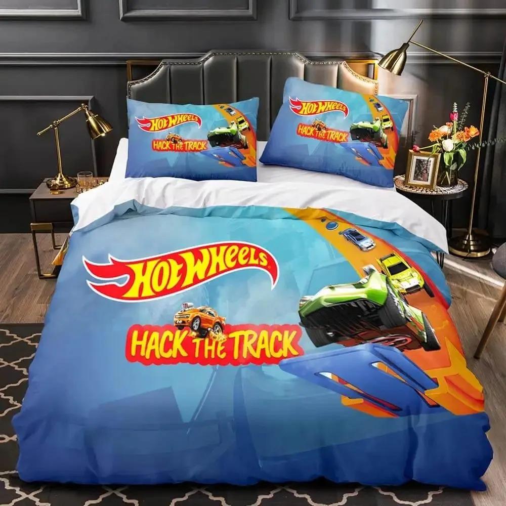 Пододеяльник с 3D-принтом Hot Wheel Monster Truck, наволочка, комплект постельного белья размера Твин, Фул, Квин, Кинг для декора спальни 01