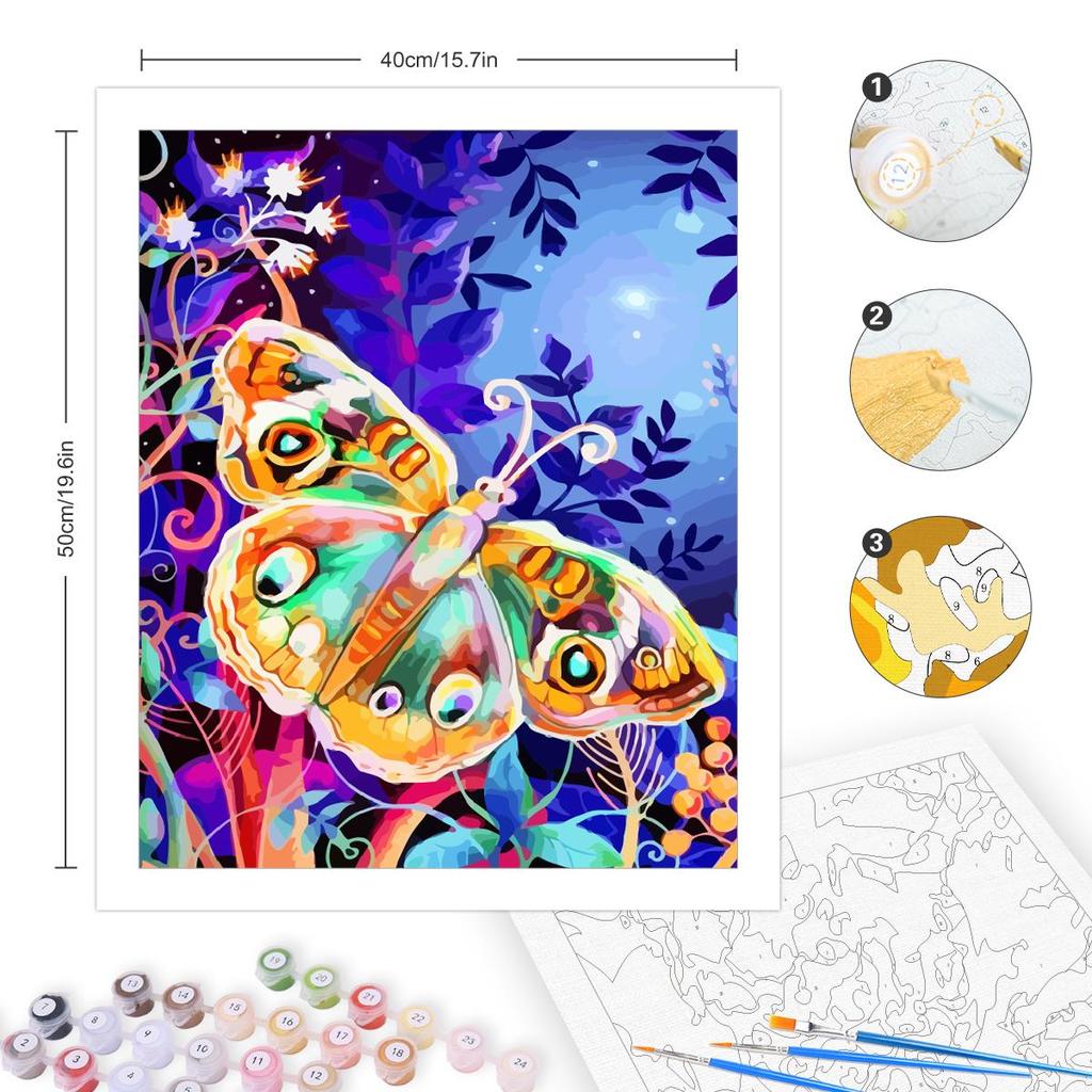 Frame Butterfly Painting By Numbers For Adults Kits Animals Paint On Numbers Painting Starter Kit For Home Art 40x50cm