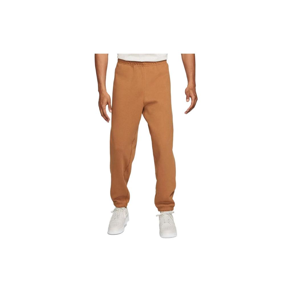 Nike Solid Logo Embroidered Jogger Pants Men Bottoms Brown CW5460-270