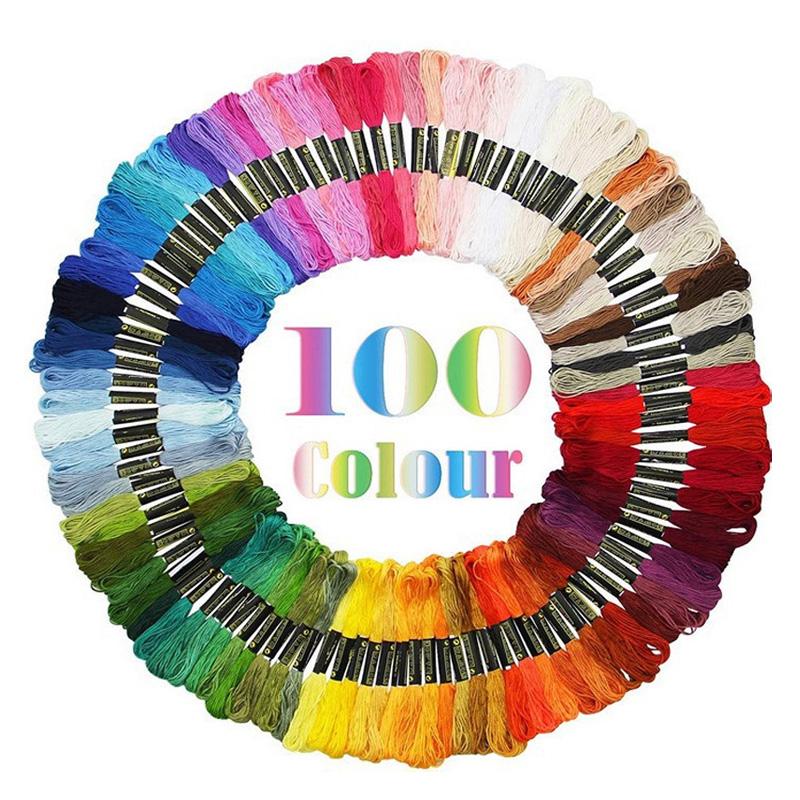 50/100/200 мотков в упаковке, вышивальная нить радужных цветов, нитки для вышивания крестиком, хлопковая нить, пряжа для рукоделия для изготовления браслетов, сделай сам