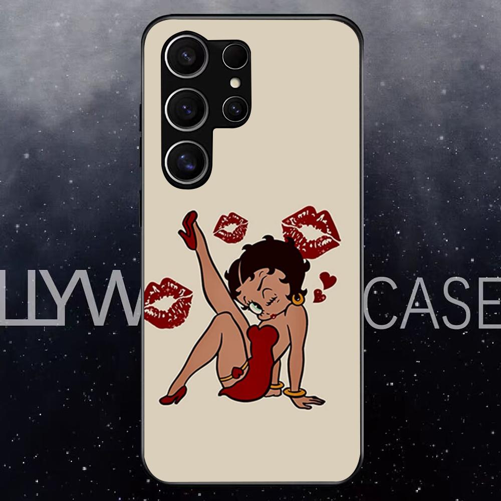 Чехол Betty Beautiful B-boop для Samsung S25 Edge Ultra S23 S22 S21 S20 Ultra Plus S24 Fe A54 A53 A25 Стеклянная крышка