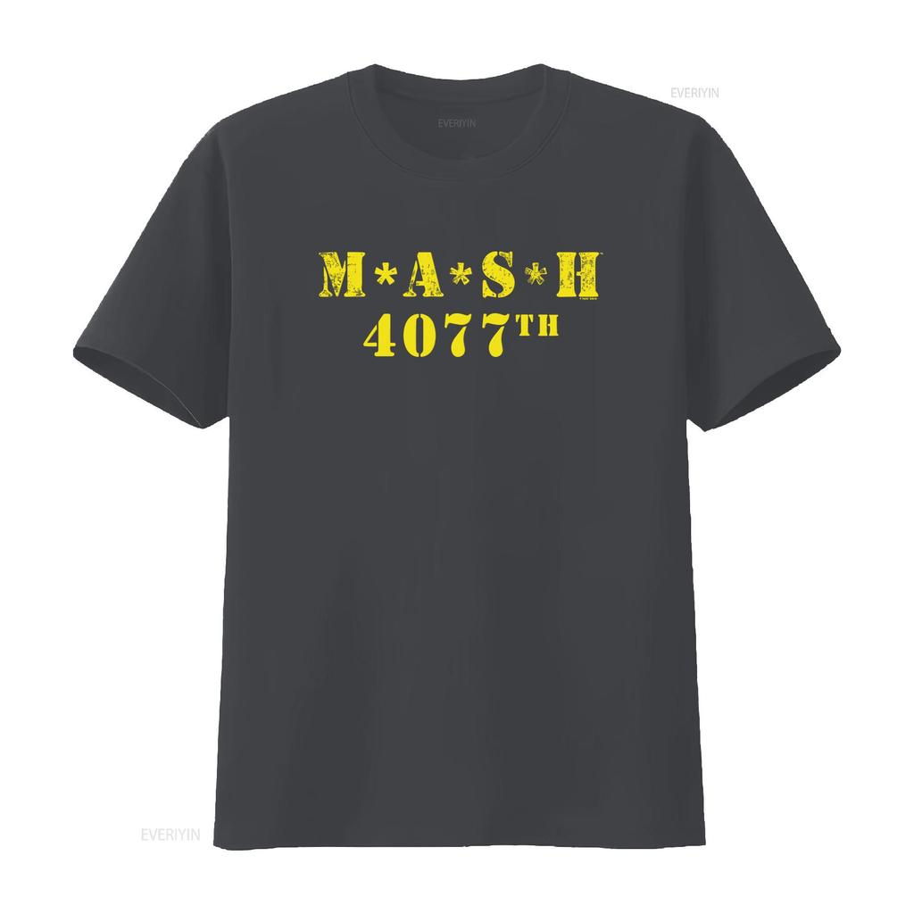 Футболка с логотипом MASH 4077th в винтажном стиле для повседневной носки винтажная Стирка vintage Унисекс уличная одежда Немного дизайнерская одежда Удобная
