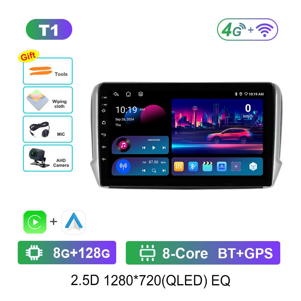 Навигация GPS Android 14 для Peugeot 2008 208 Series 2012 - 2018 Автомобильный Видео Мультимедиа Аудио Плеер WiFi HD Экран Bluetooth