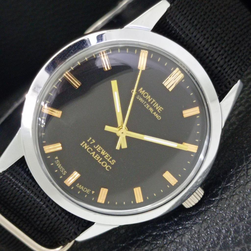 ВИНТАЖНЫЕ МУЖСКИЕ ШВЕЙЦАРСКИЕ ЧАСЫ MONTINE 17 КАМНЕЙ INCABLOC С РУЧНЫМ ЗАВОДОМ a285411-11