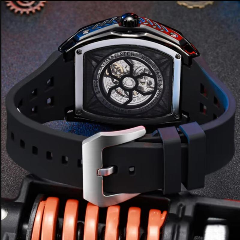 Мужские механические часы-скелетон с автоподзаводом, часы мужские люксовые светящиеся водонепроницаемые, подарок