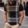 Summer Casual Sports Plaid Printed Short Sleeved Polo Shirt