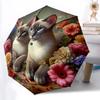 1pc Cat Floral Decor Automatic Folding Umbrella - 8-Rib Durable Iron Frame, Compact Portable for Daily Travel yy251205001
