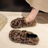 Fashion 2025 Fashion Leopard Fur Ballet Flats Woman Curly Cotton Buckle Strap Mary Jane Shoes Ladies Winter Warm Plush Shallow Loafers