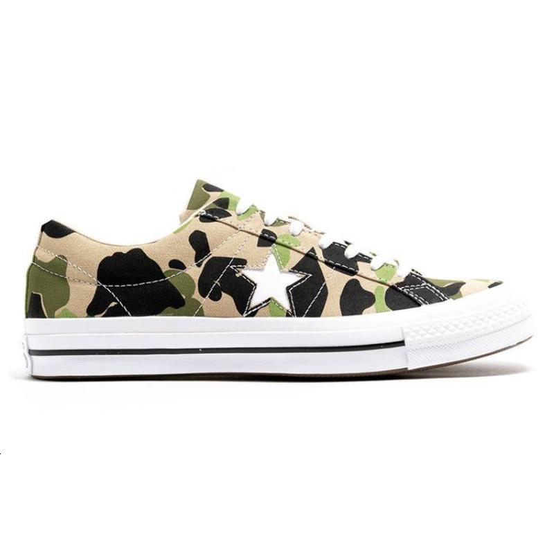 Converse Серия One Star Удобные Стильные Камуфляжные Низкие Кеды Унисекс Зеленые