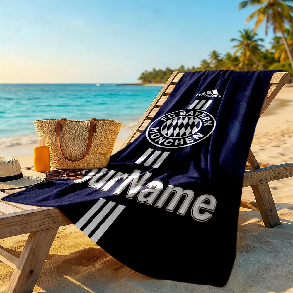 Bayern Munich Customize Your Name Beach Towel Quick-Dry Soft Microfiber Ideal for Travel Outdoor Swim Pool Yoga Surf Camping Hiking Gym Gift Holiday