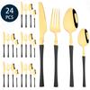 24Pcs Creative Gold Tableware Dinnerware Set Knife Fork Coffee Spoon Cutlery Set Stainless Steel Flatware Western Silverware