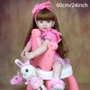 BZDOLL 60 см 24 дюйма Кукла Реборн Девочка Мягкий Винил Малышка с Мягким Тканевым Телом Принцесса Малыш Бебе Прекрасный Ребенок Рождественский Подарок