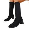 Autumn and Winter Knee Boots Women's Thick Heel High Boots Autumn New Elastic Thin Boots Medium Heel Women's Boots