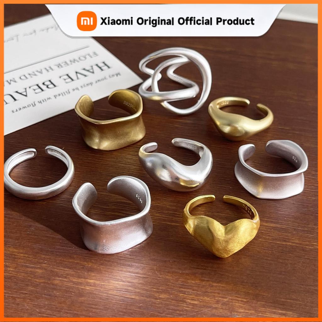 Xiaomi BF CLUB 925 Sterling Silver Ring For Women Jewelry Wide Gold Open Vintage Handmade Ring Allergy For Party Birthday Gift